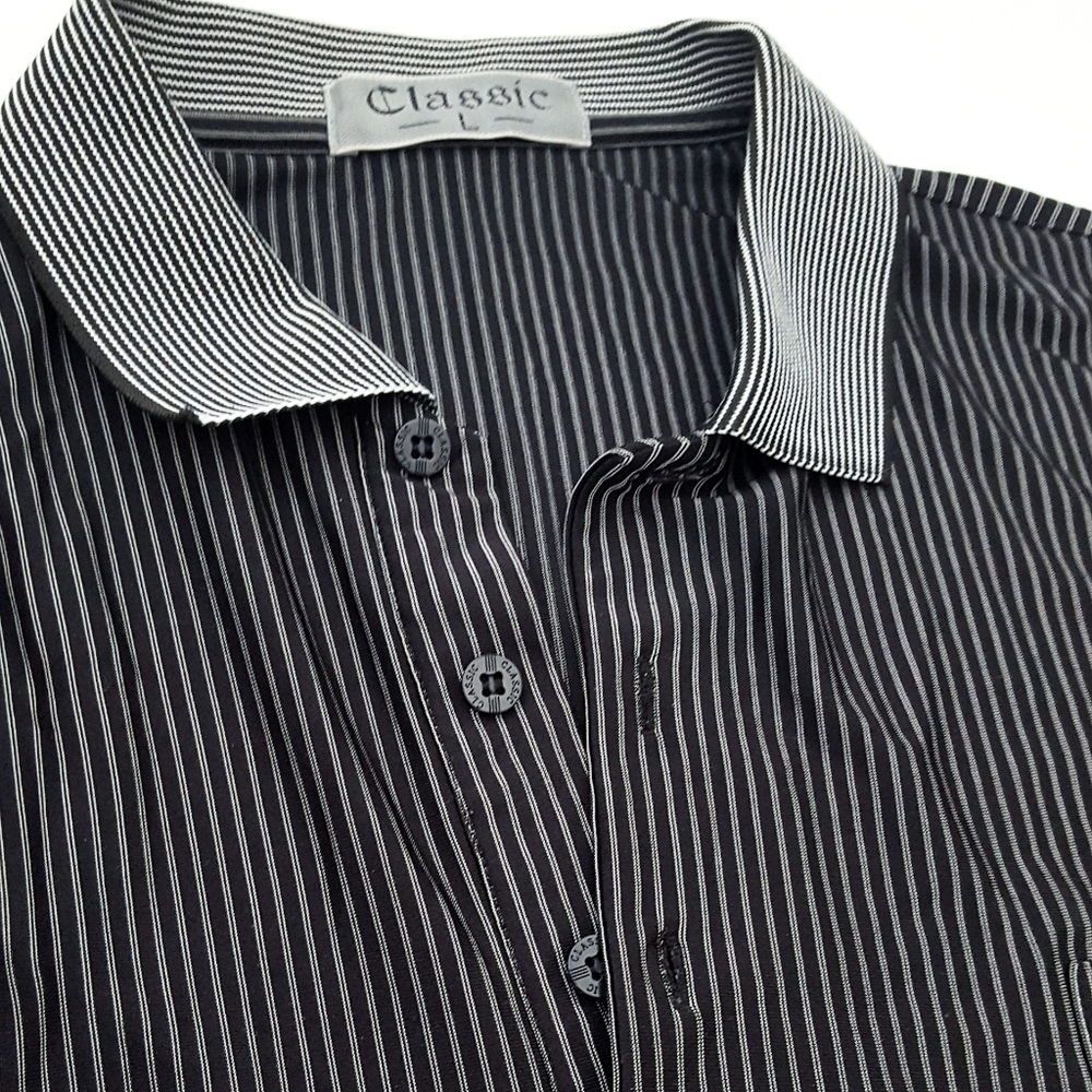 Black Golf Shirt 🖤Stripped Short Sleeve Shirt With Chest Pocket